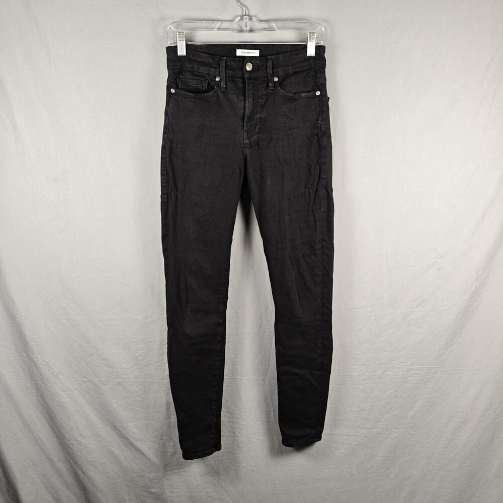 Good American Jeans Womens 6/28 Black Good Legs High Rise Skinny Stretch Denim